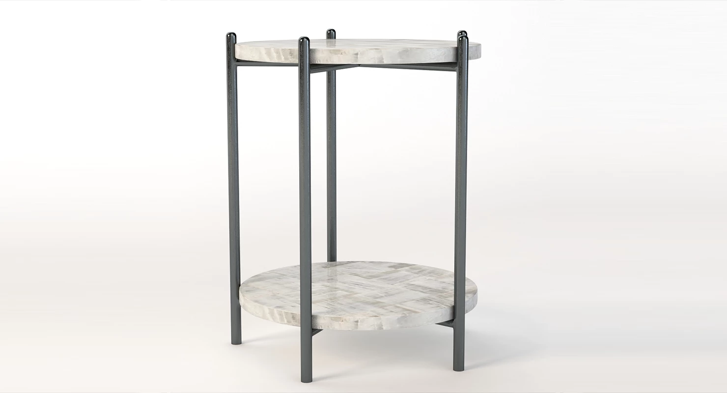 Hooker Furniture Melange Blythe Round Marble Accent Table 3D Model_01