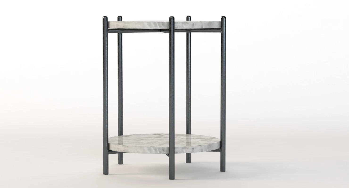 Hooker Furniture Melange Blythe Round Marble Accent Table 3D Model_08