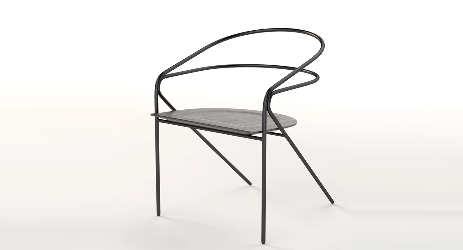 Living Divani Georges Light Steel Chair 3D Model_01