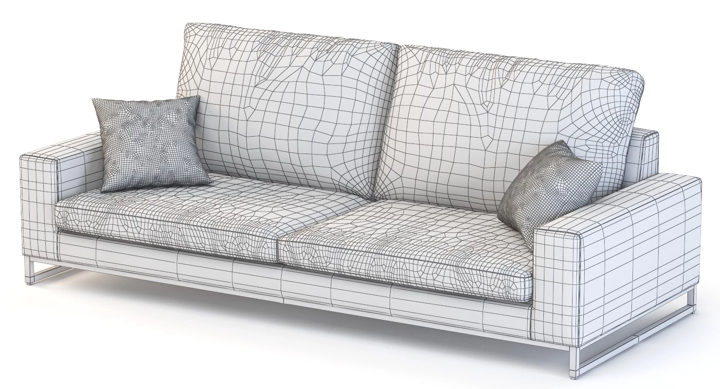 Manutti Zendo Upholstered Sectional Loveseat Sofa with Stitching And Swing 3D Model_011