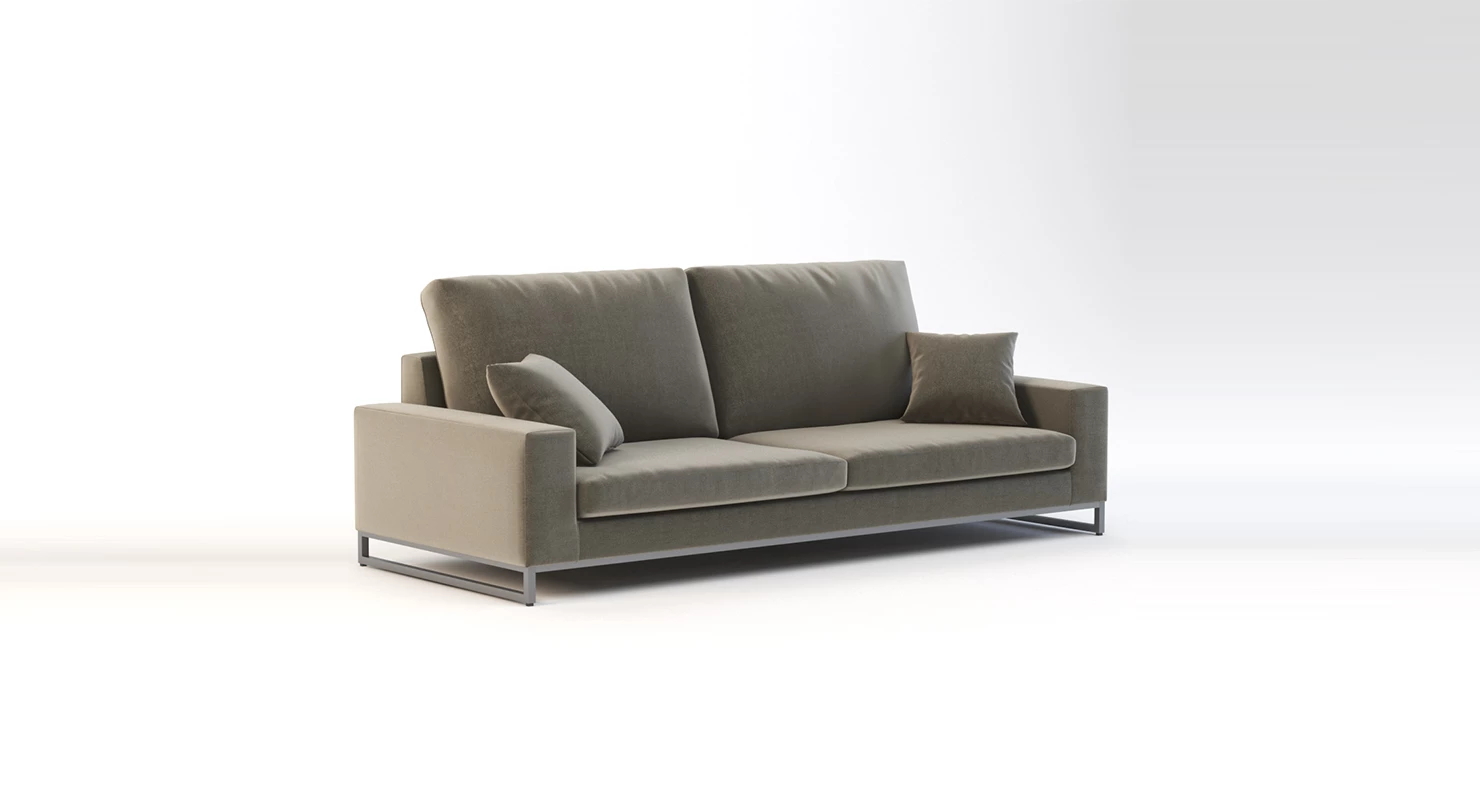 Manutti Zendo Upholstered Sectional Loveseat Sofa with Stitching And Swing 3D Model_01