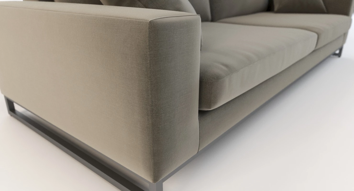 Manutti Zendo Upholstered Sectional Loveseat Sofa with Stitching And Swing 3D Model_03
