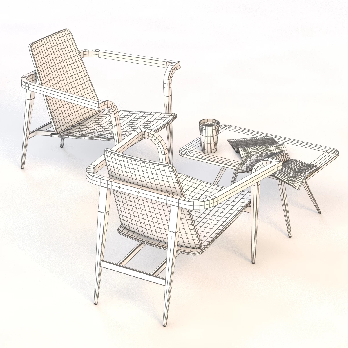 Modernatique Chair And Table 3D Model_08