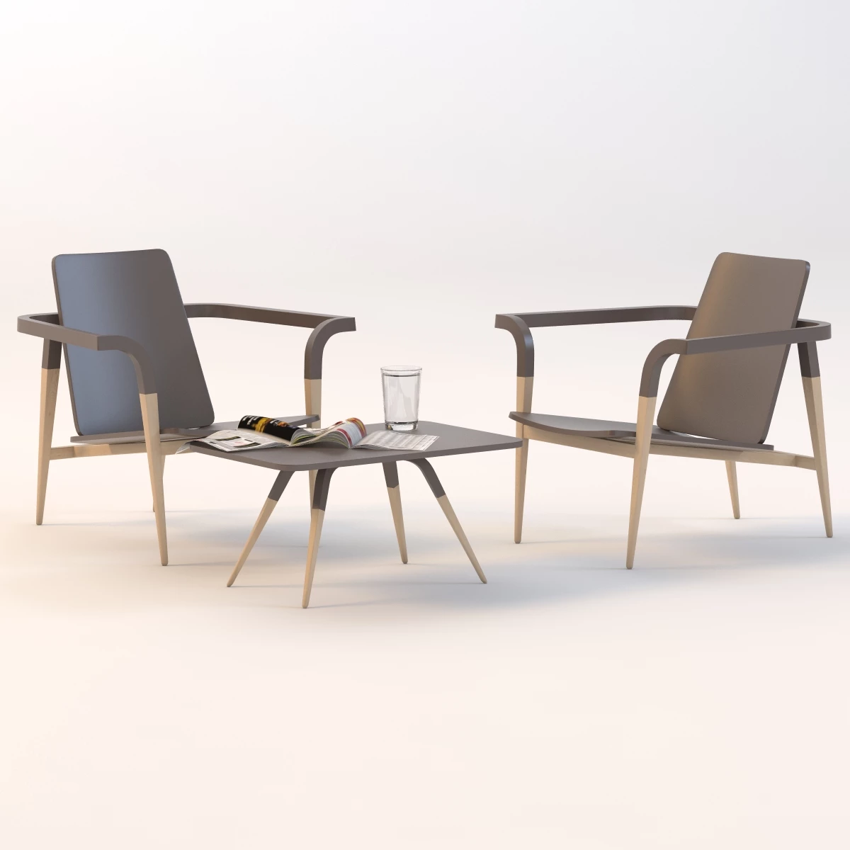 Modernatique Chair And Table 3D Model_01