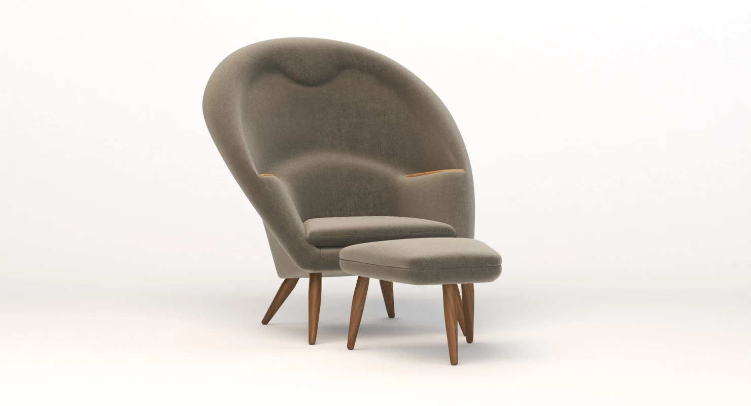 Nanna Ditzel Oda Lounge Chair And Ottoman 3D Model_014