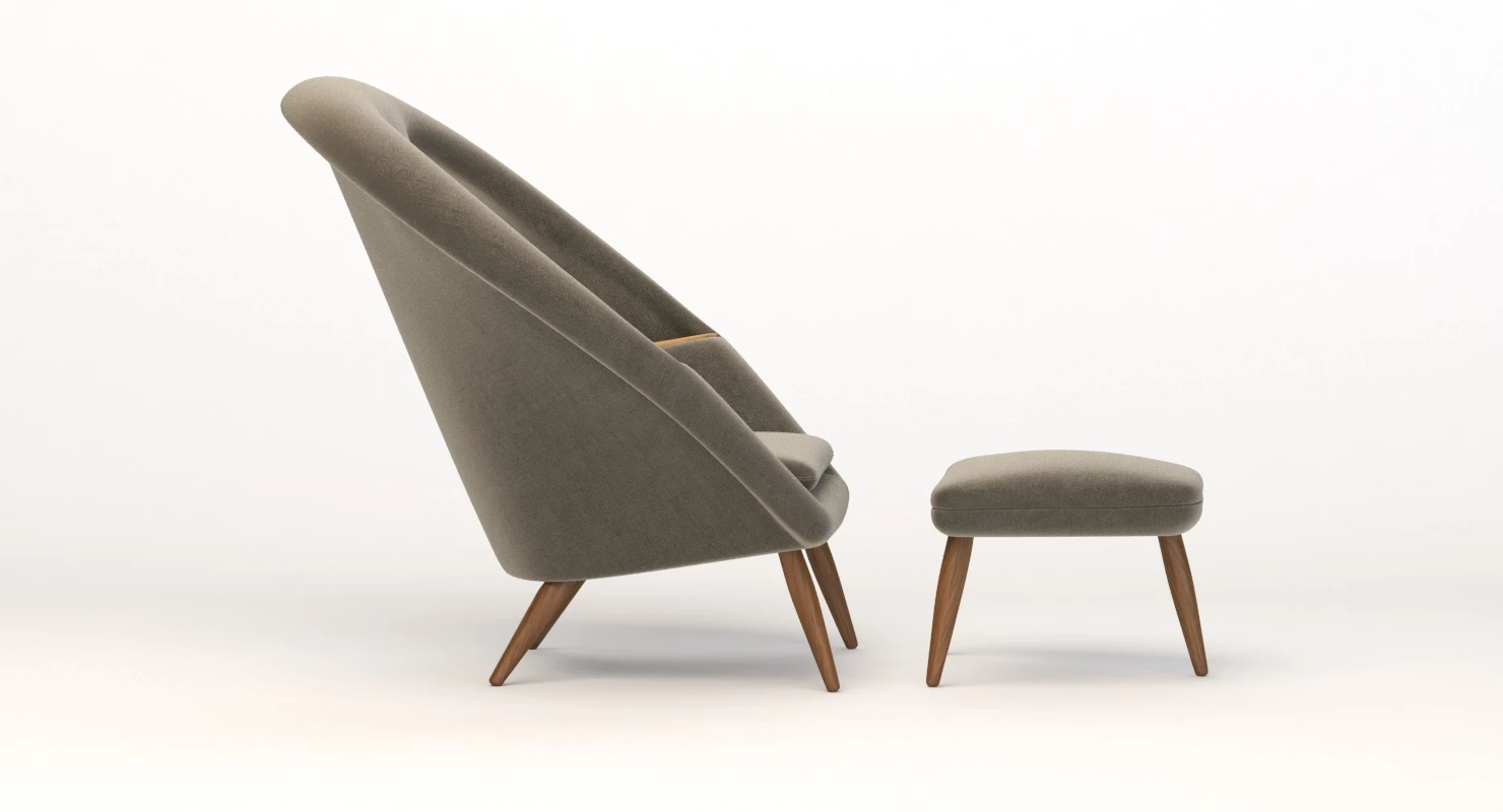 Nanna Ditzel Oda Lounge Chair And Ottoman 3D Model_09