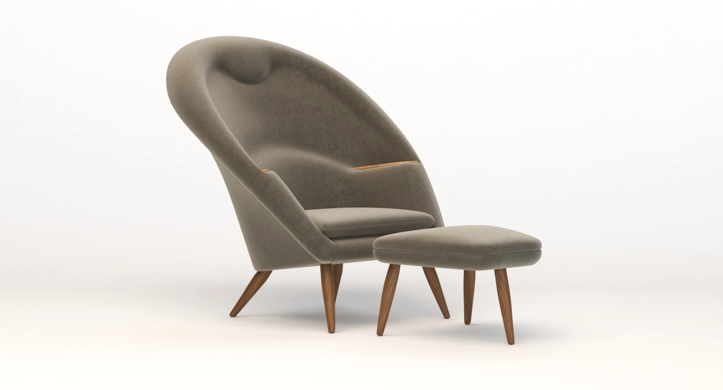 Nanna Ditzel Oda Lounge Chair And Ottoman 3D Model_08
