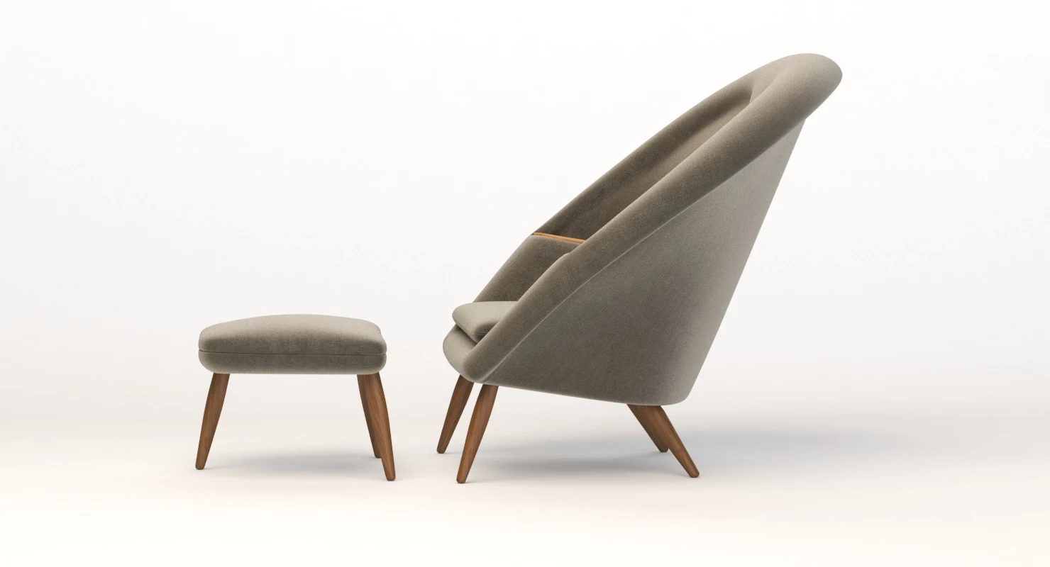 Nanna Ditzel Oda Lounge Chair And Ottoman 3D Model_012