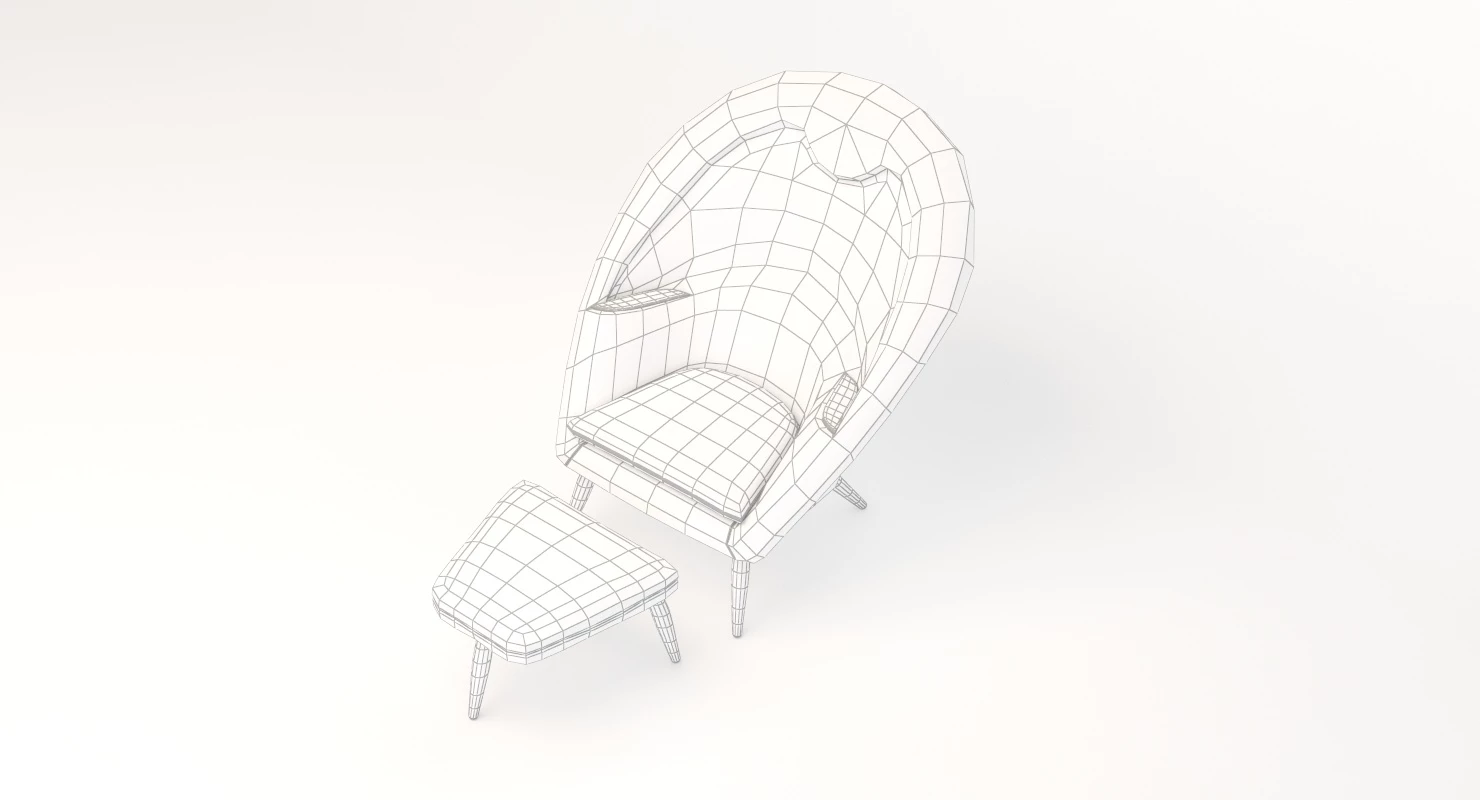 Nanna Ditzel Oda Lounge Chair And Ottoman 3D Model_06