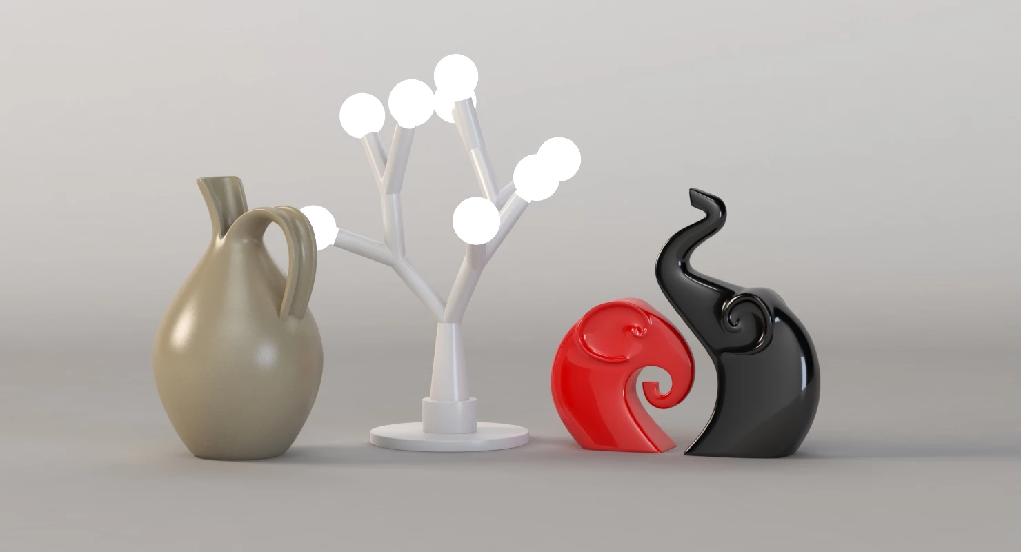 Ornamental Ceramic Elephant Light Sculpture Jug Jar Artwork Table Top Decoration Centerpiece 3D Model_04