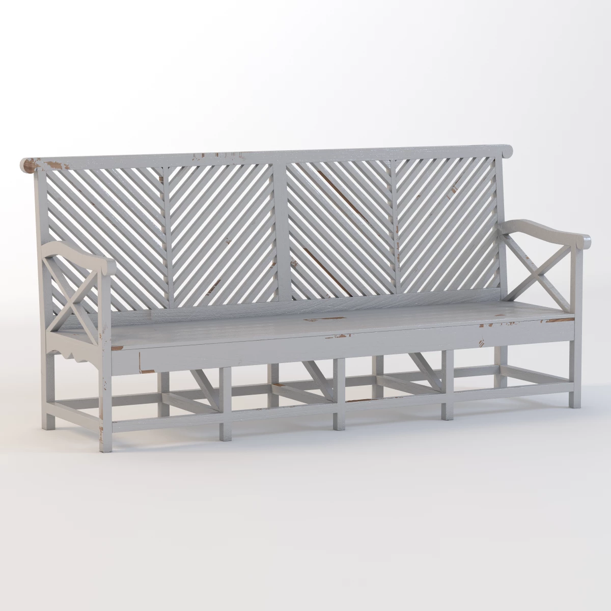 Outdoor Garden Bench Grey 3D Model_01