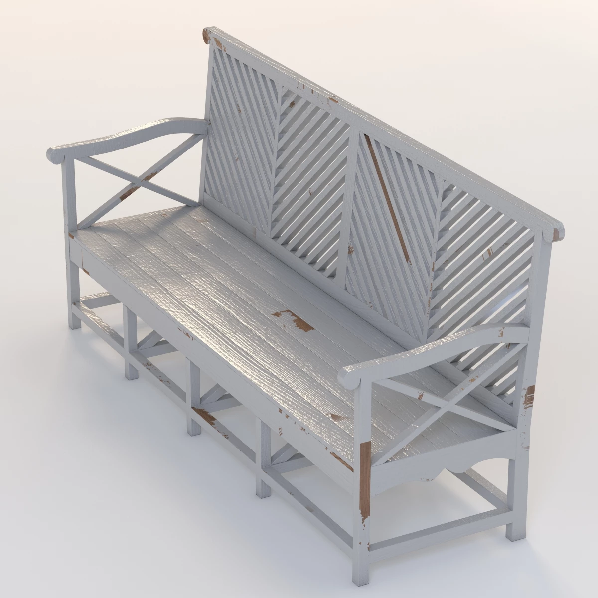 Outdoor Garden Bench Grey 3D Model_08
