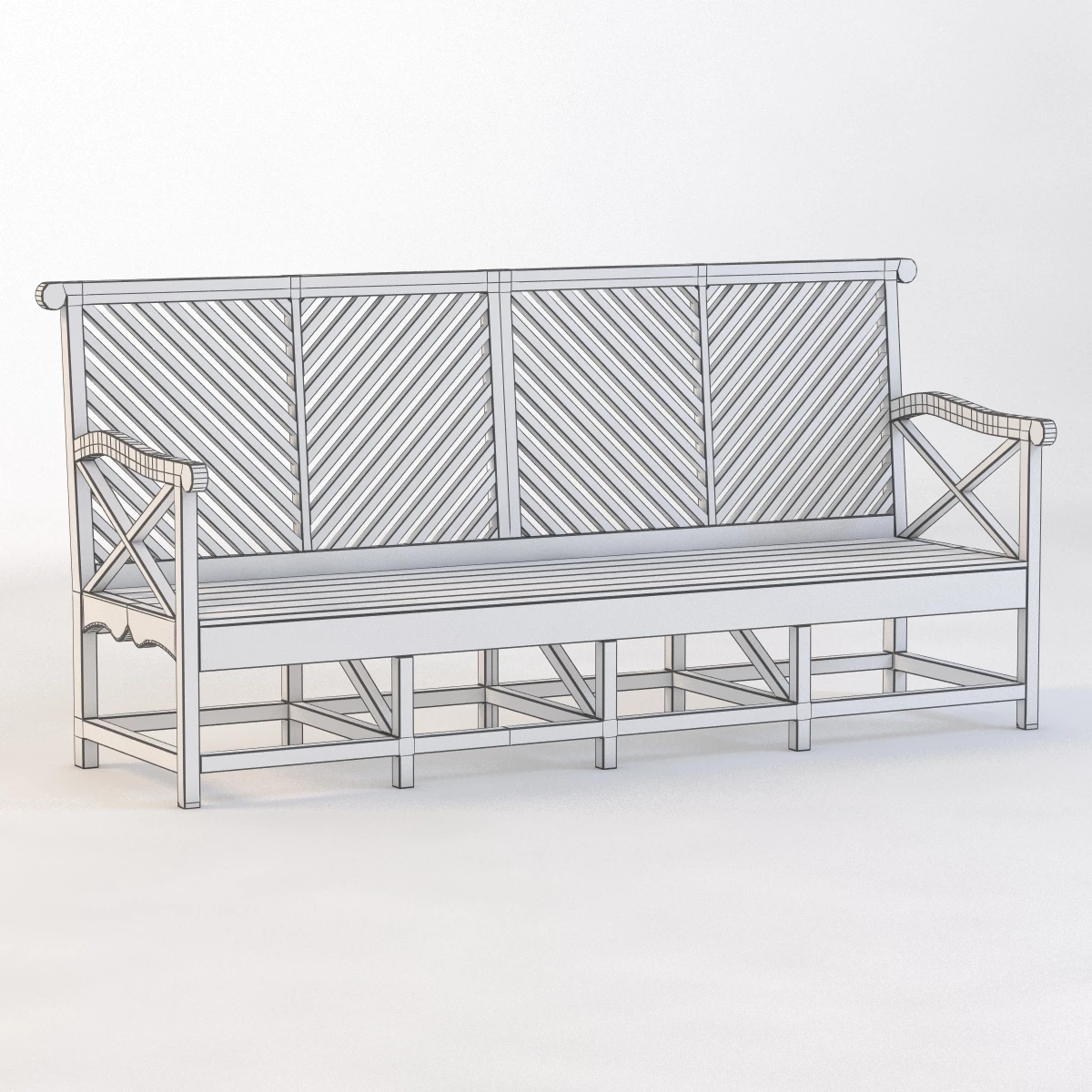 Outdoor Garden Bench Grey 3D Model_03