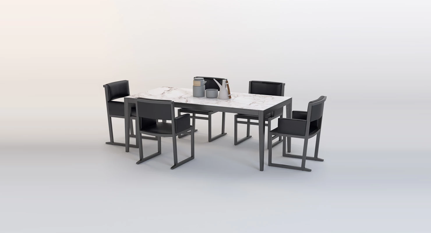 Pacini And Cappellini Dominique Ceramic Table And Chair Set 3D Model_01