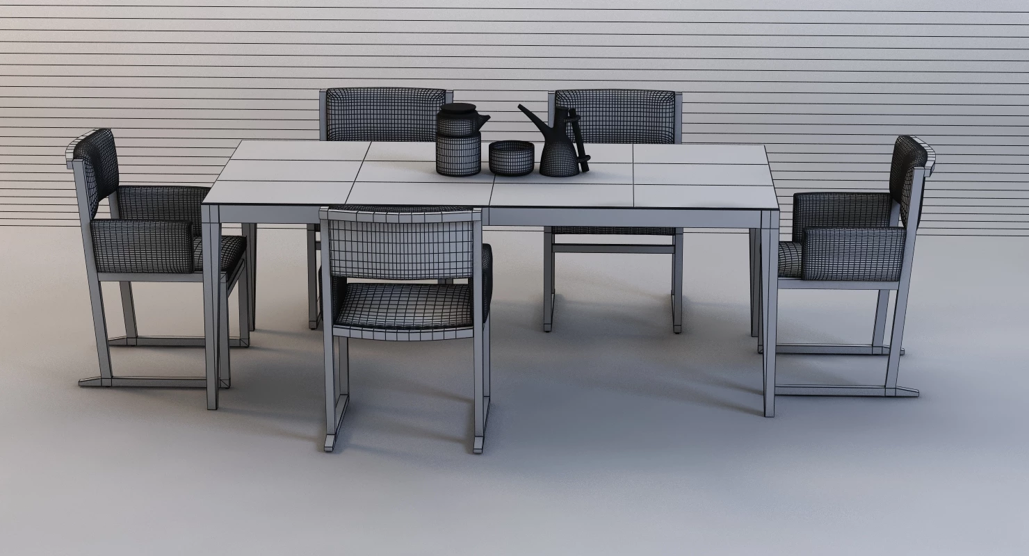 Pacini And Cappellini Dominique Ceramic Table And Chair Set 3D Model_011