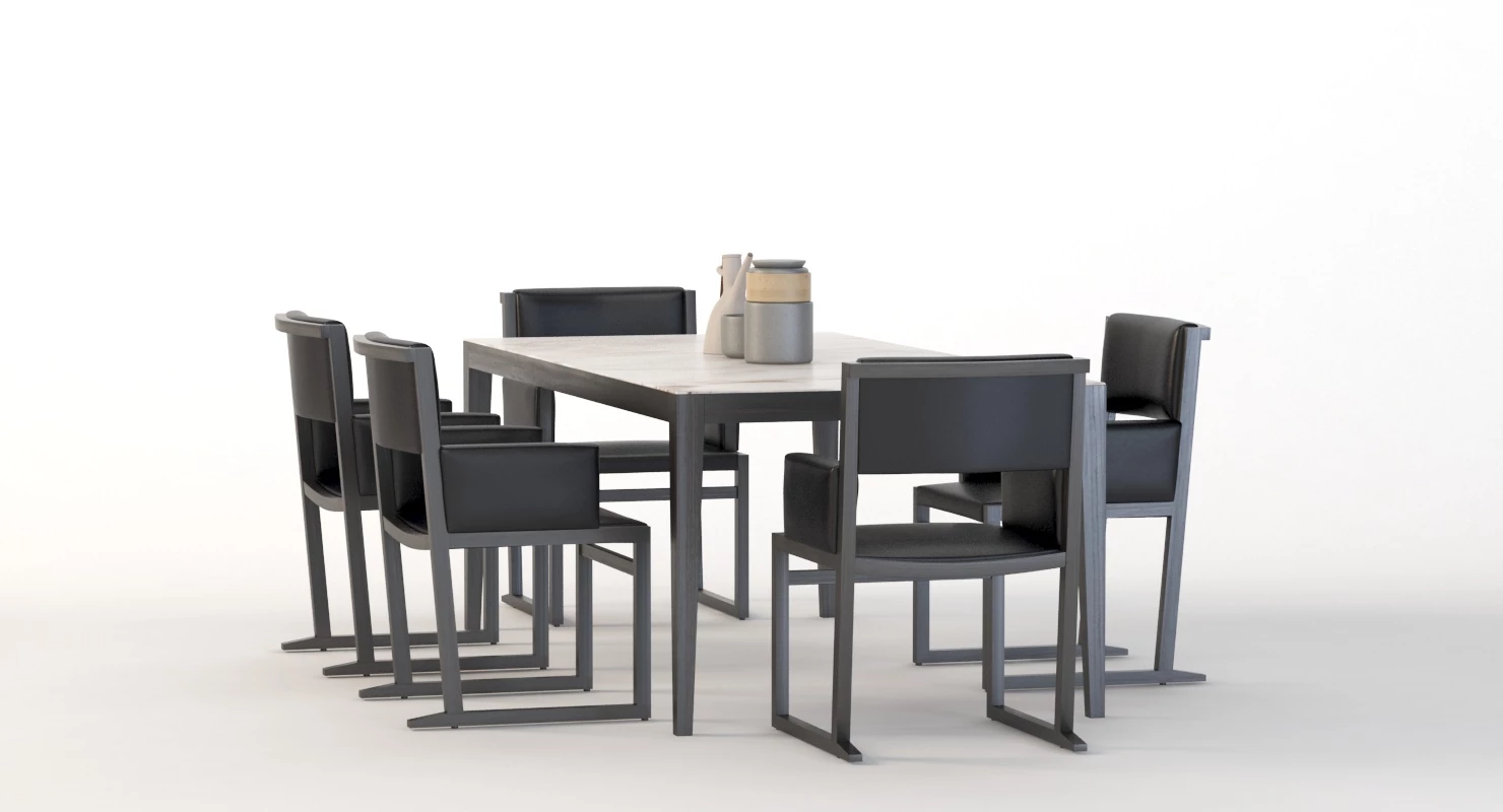 Pacini And Cappellini Dominique Ceramic Table And Chair Set 3D Model_06