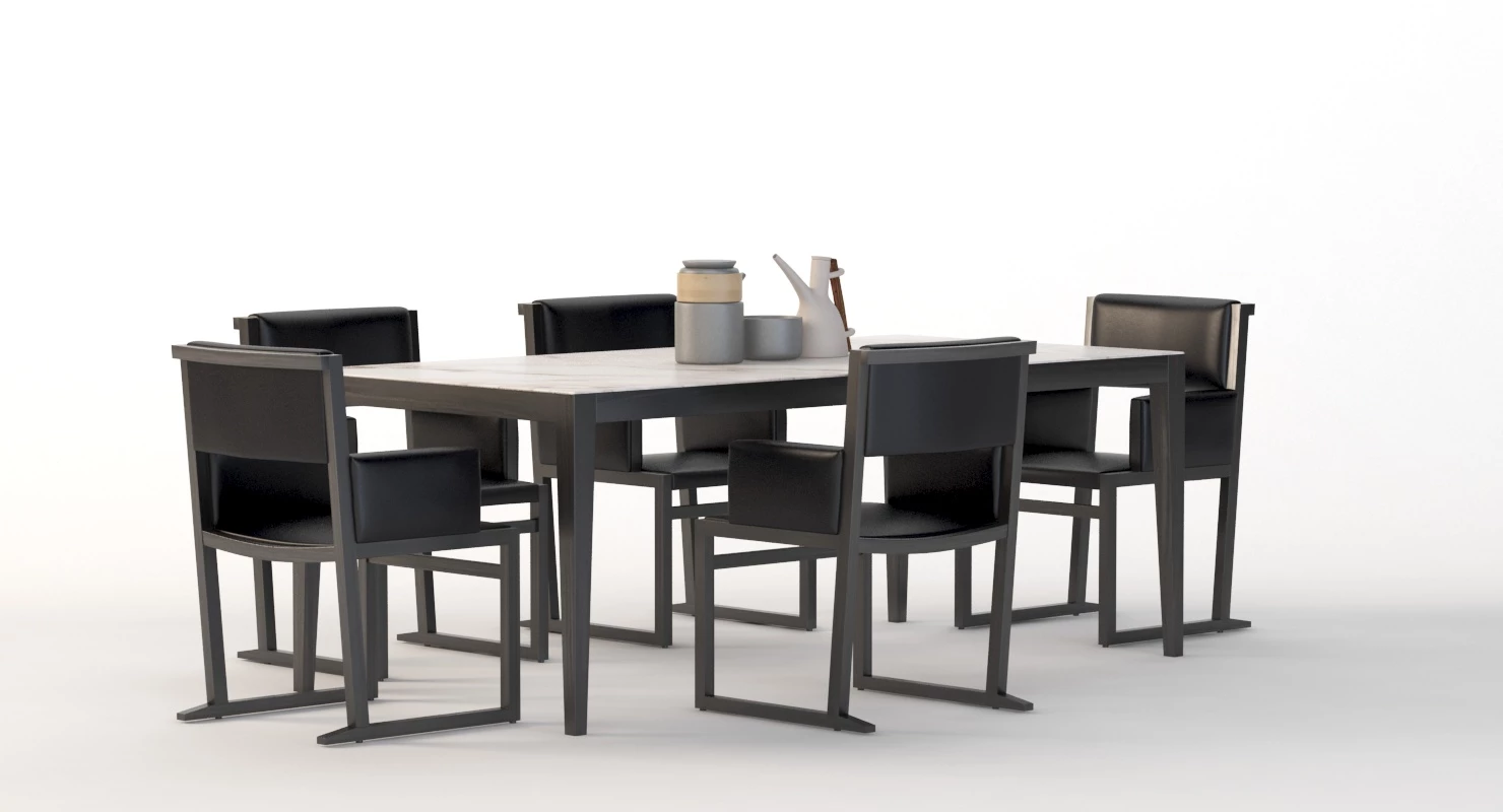 Pacini And Cappellini Dominique Ceramic Table And Chair Set 3D Model_05
