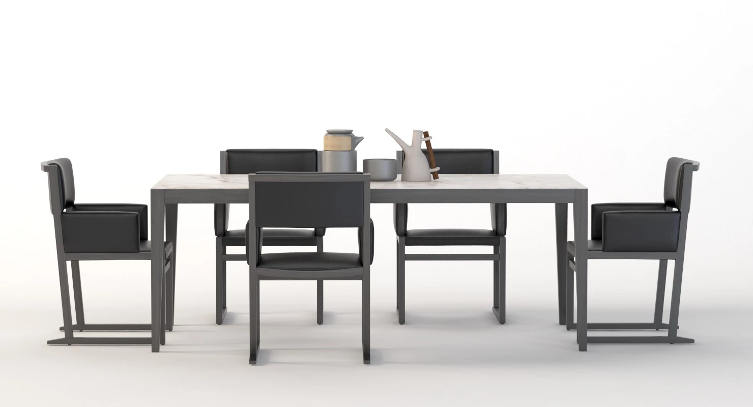 Pacini And Cappellini Dominique Ceramic Table And Chair Set 3D Model_04