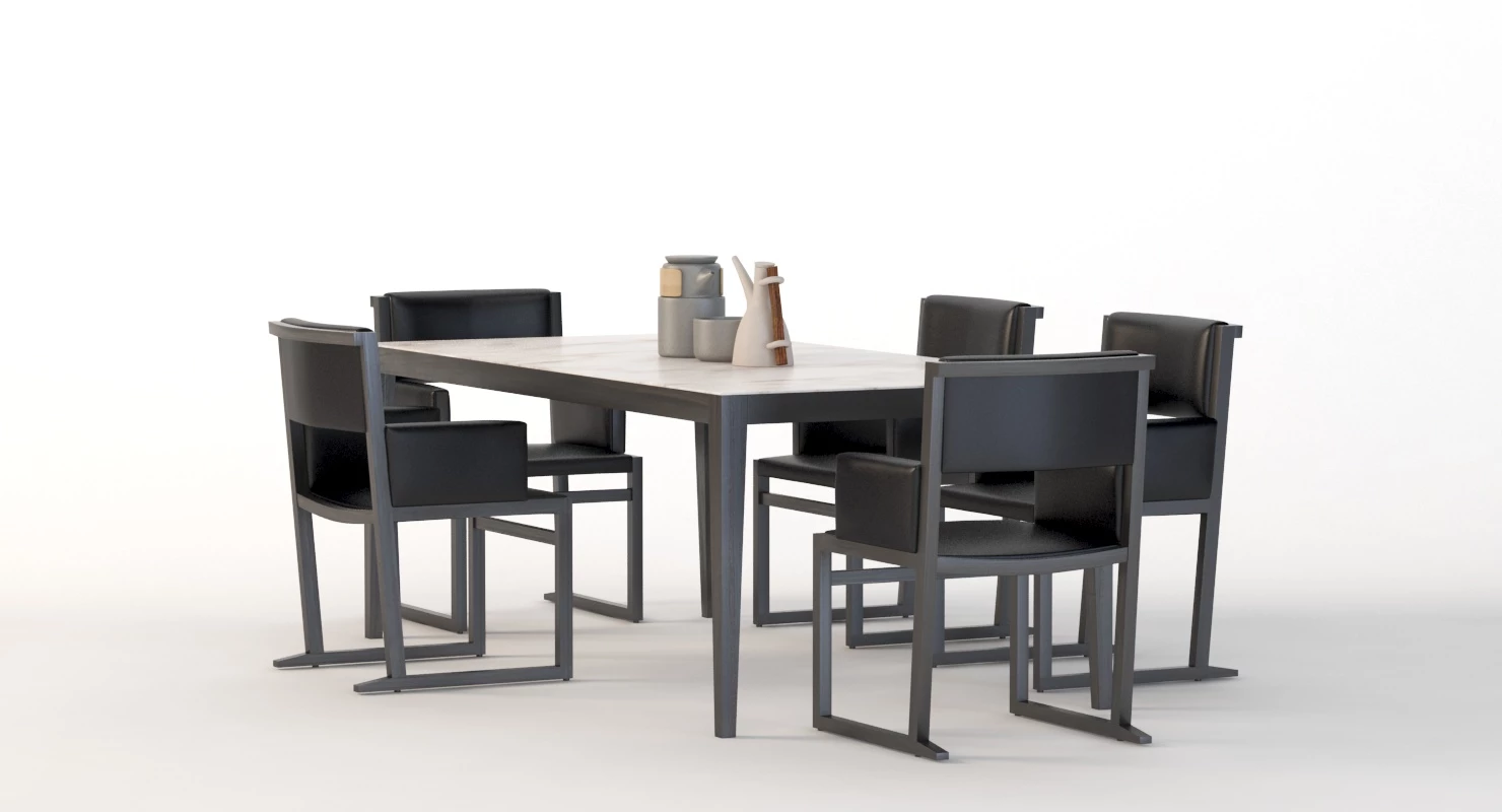 Pacini And Cappellini Dominique Ceramic Table And Chair Set 3D Model_09
