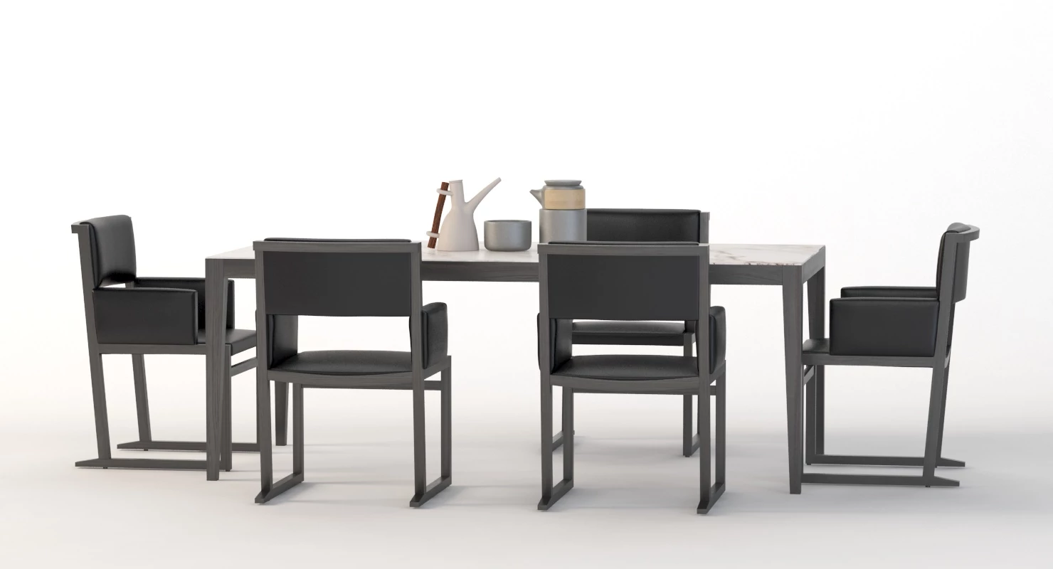 Pacini And Cappellini Dominique Ceramic Table And Chair Set 3D Model_07