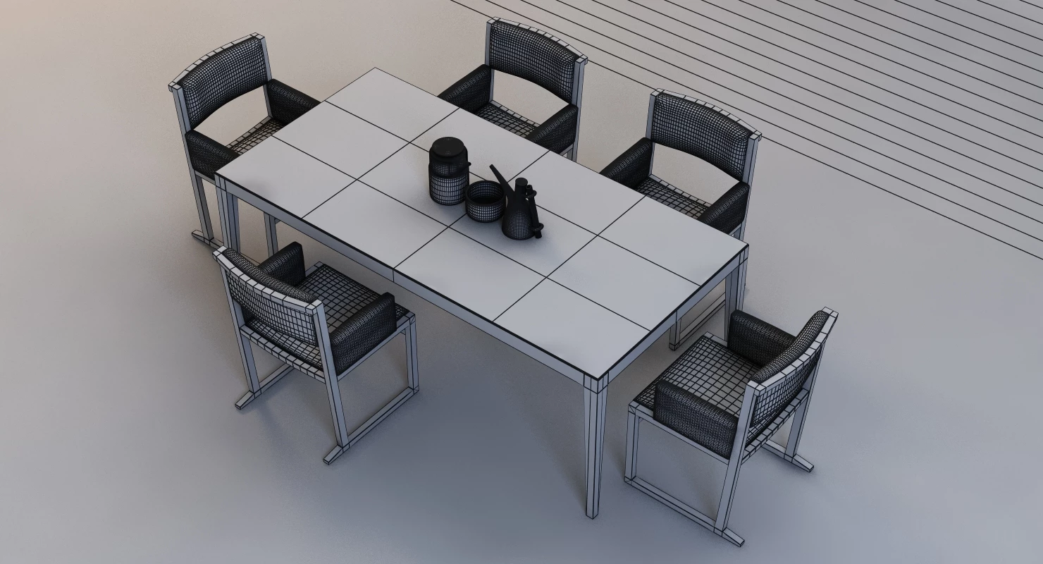Pacini And Cappellini Dominique Ceramic Table And Chair Set 3D Model_012