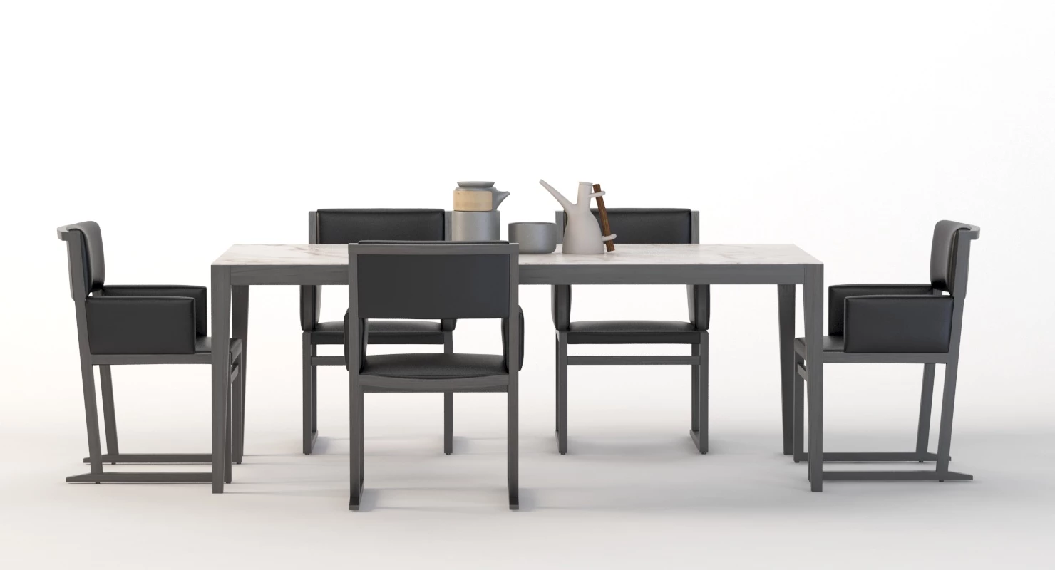 Pacini And Cappellini Dominique Ceramic Table And Chair Set 3D Model_010