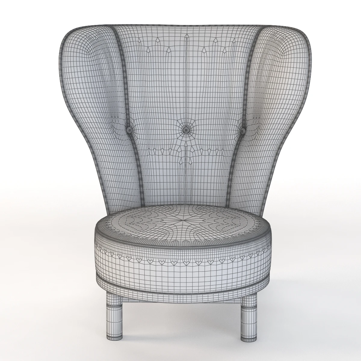 Rea Swivel Wing Chair With Quilt Giorgetti Chair 3D Model_011