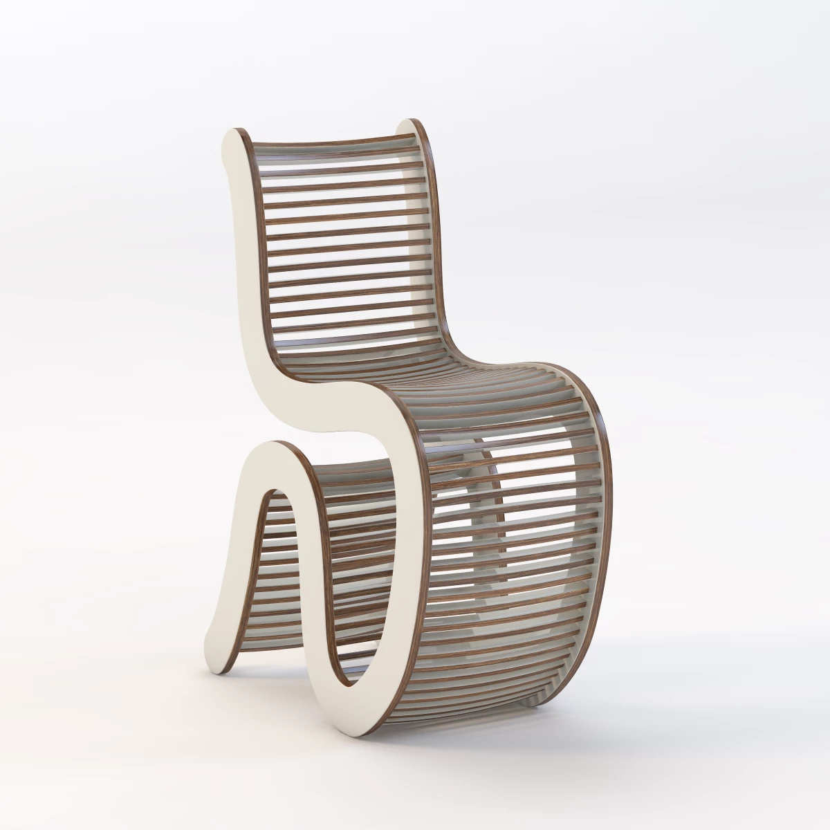 Realistic Spline White Chair 3D Model_01