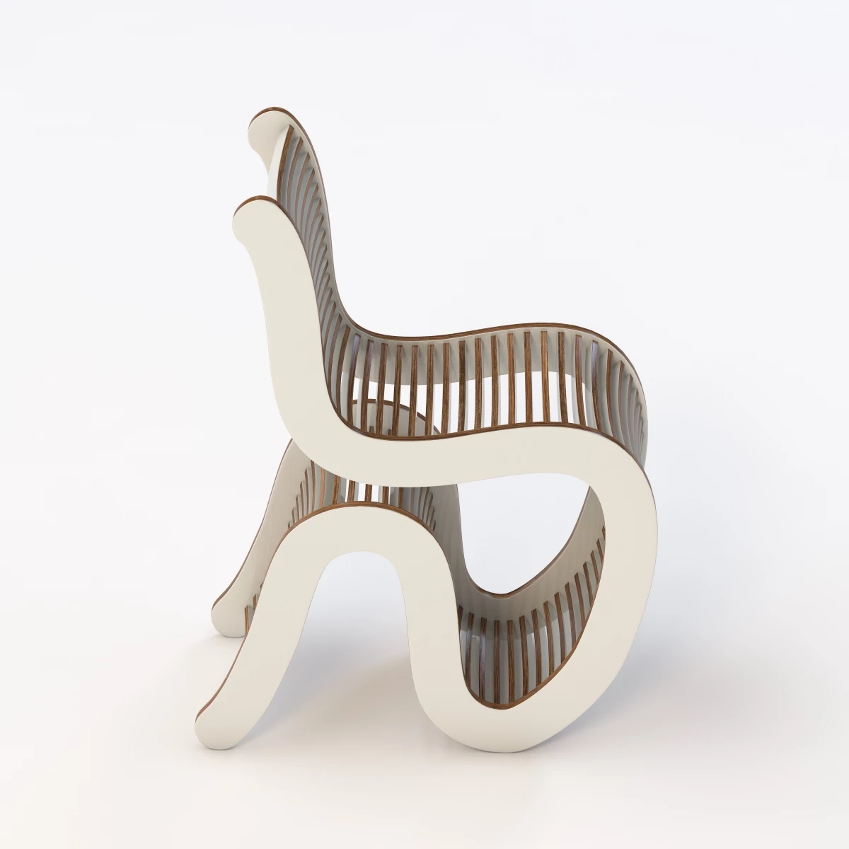 Realistic Spline White Chair 3D Model_04