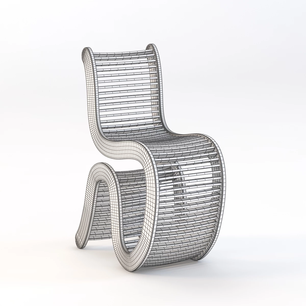 Realistic Spline White Chair 3D Model_03