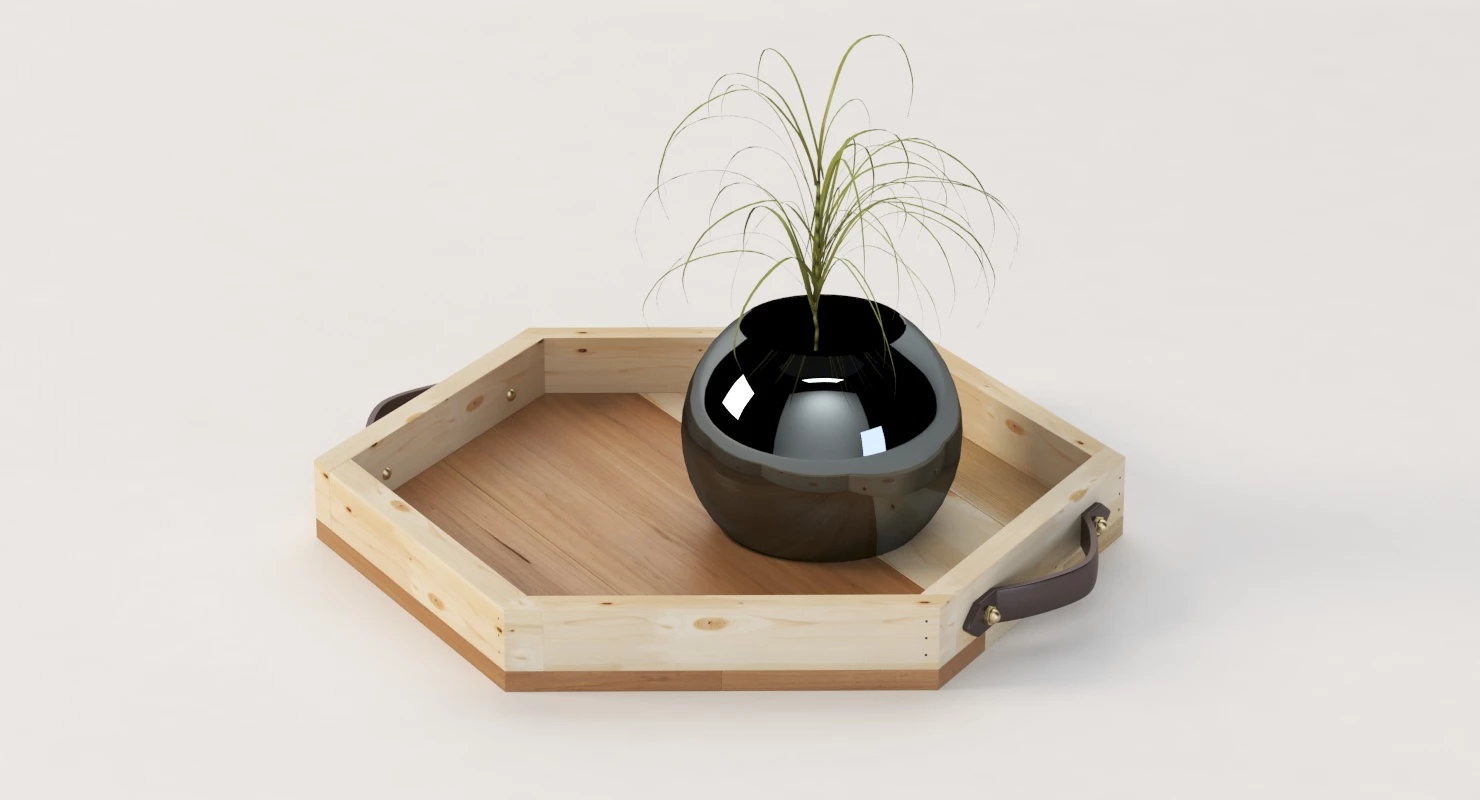 Reclaimed Wooden Hexagon Tray 3D Model_011