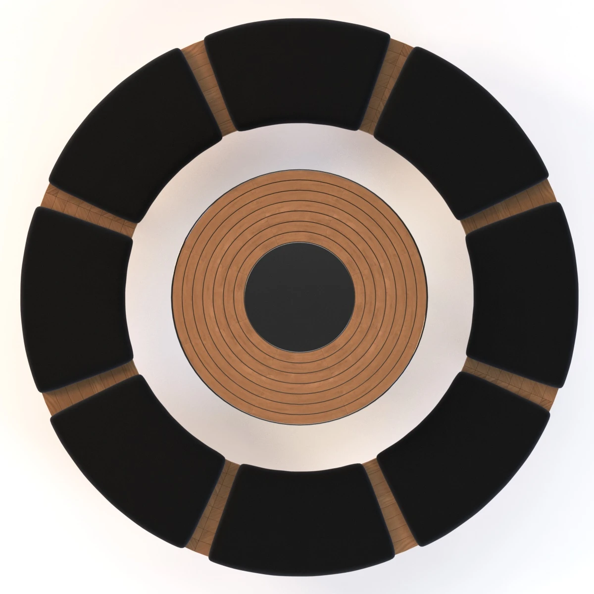 Round Teak Table With 4 Benches 3D Model_010
