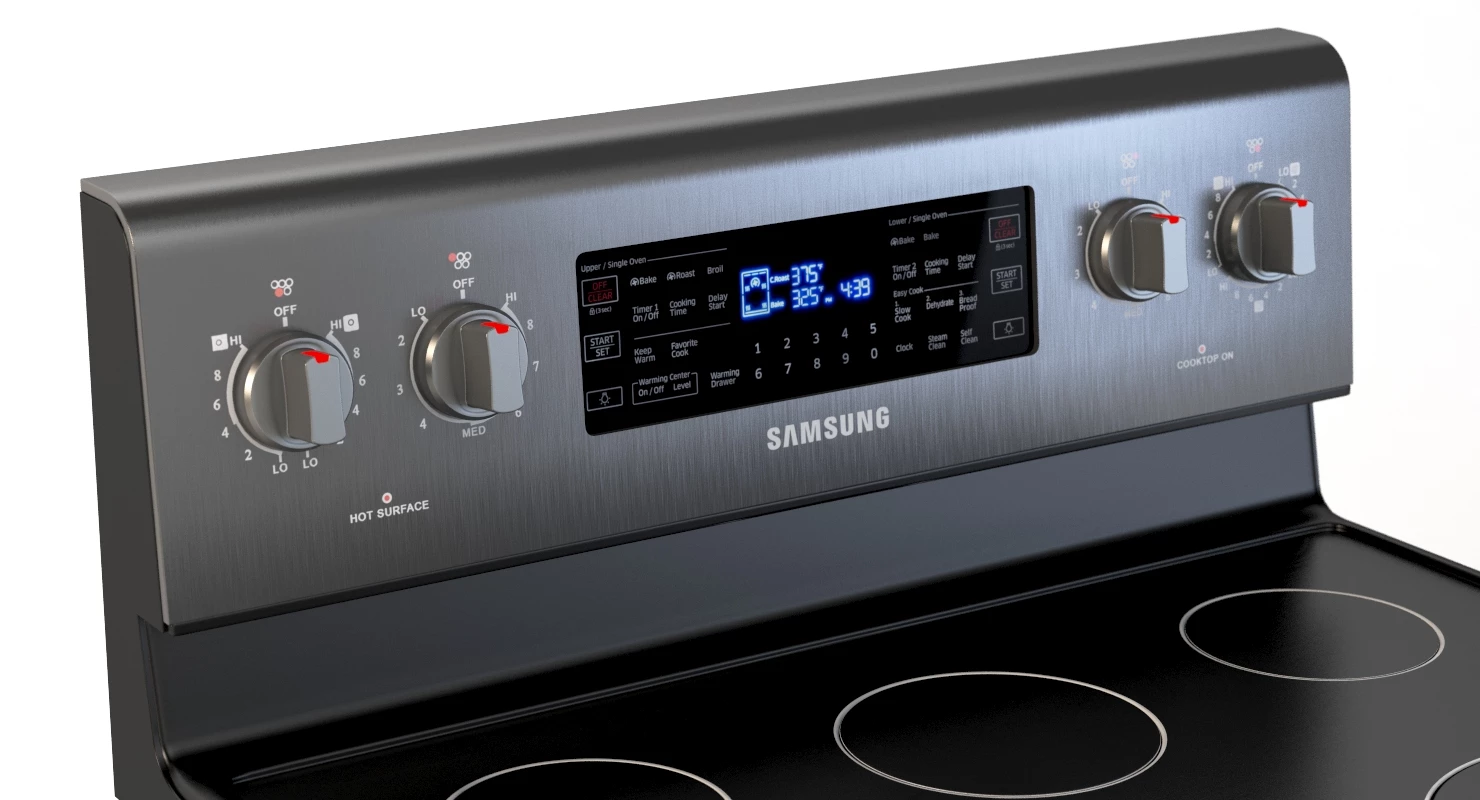 Samsung 5.9 cu. ft. Freestanding Flex Duo Black Stainless Electric Range 3D Model_08