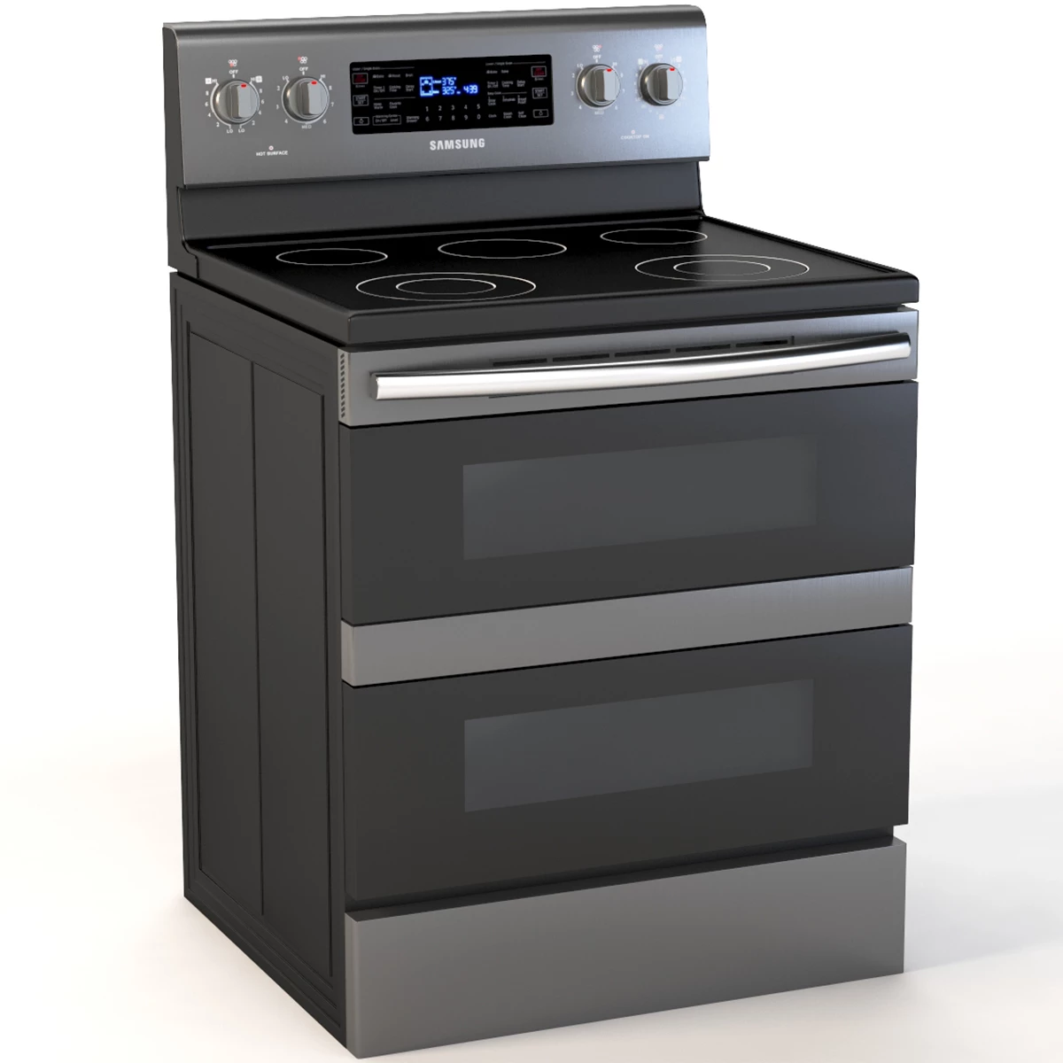 Samsung 5.9 cu. ft. Freestanding Flex Duo Black Stainless Electric Range 3D Model_01