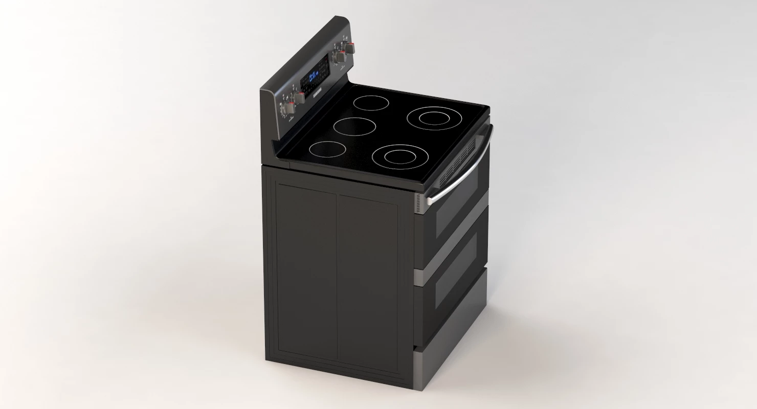 Samsung 5.9 cu. ft. Freestanding Flex Duo Black Stainless Electric Range 3D Model_06