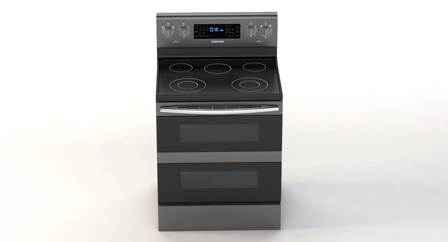Samsung 5.9 cu. ft. Freestanding Flex Duo Black Stainless Electric Range 3D Model_04