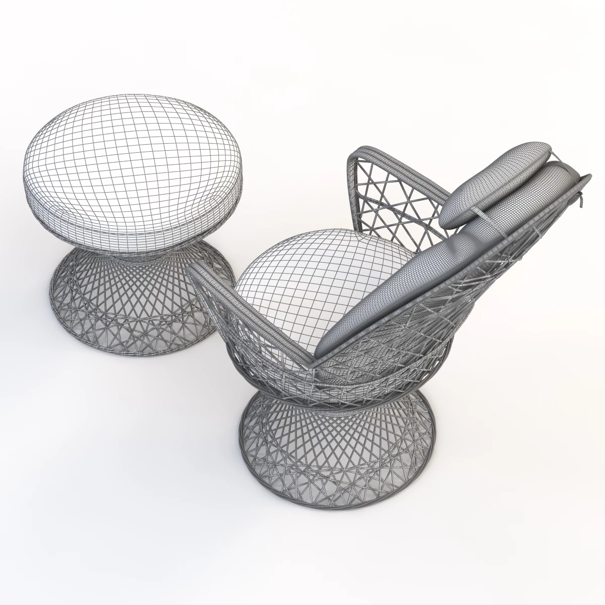 Saphir Outdoor Patio Garden Seat With Ottoman 3D Model_013
