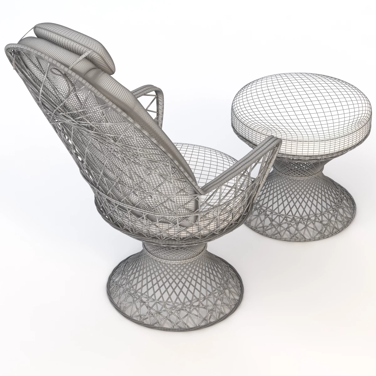 Saphir Outdoor Patio Garden Seat With Ottoman 3D Model_014