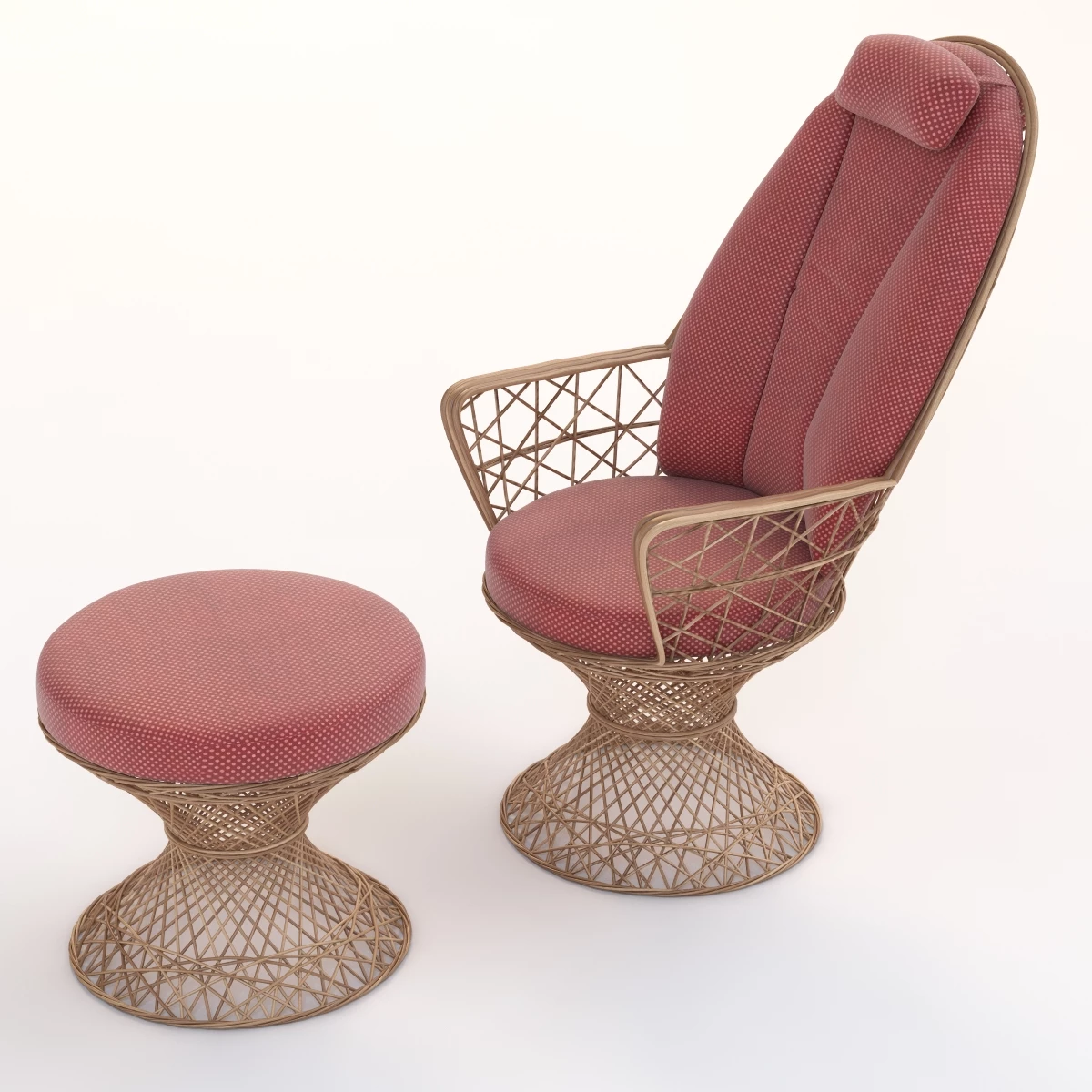 Saphir Outdoor Patio Garden Seat With Ottoman 3D Model_05