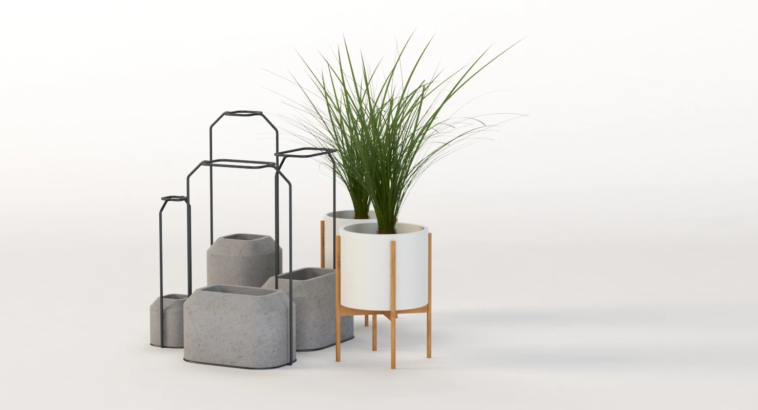 Scadpad Mini Planters Group for Table Top Centerpiece Decoration 3D Model_09