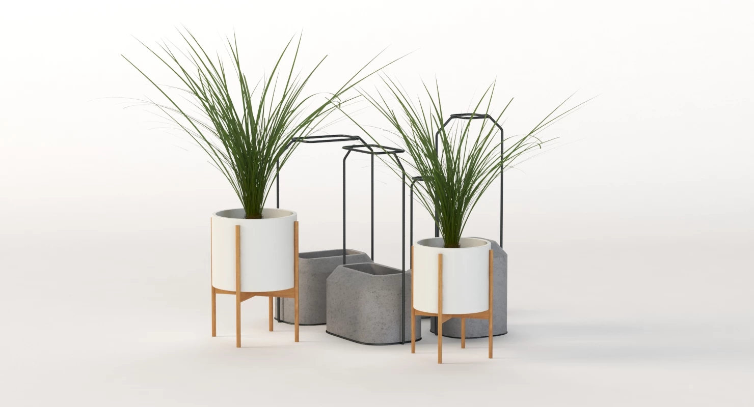 Scadpad Mini Planters Group for Table Top Centerpiece Decoration 3D Model_07