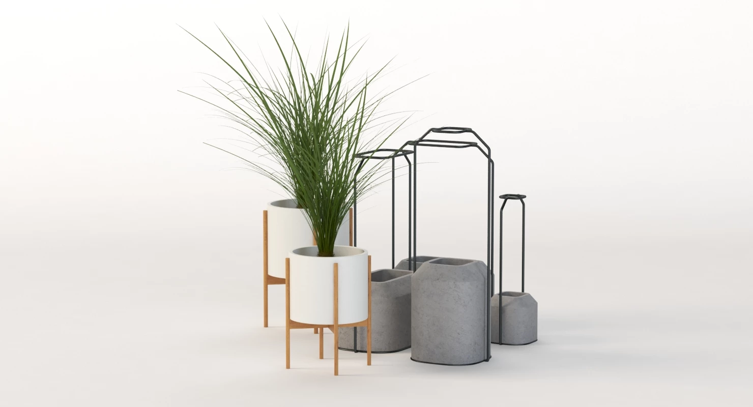 Scadpad Mini Planters Group for Table Top Centerpiece Decoration 3D Model_06