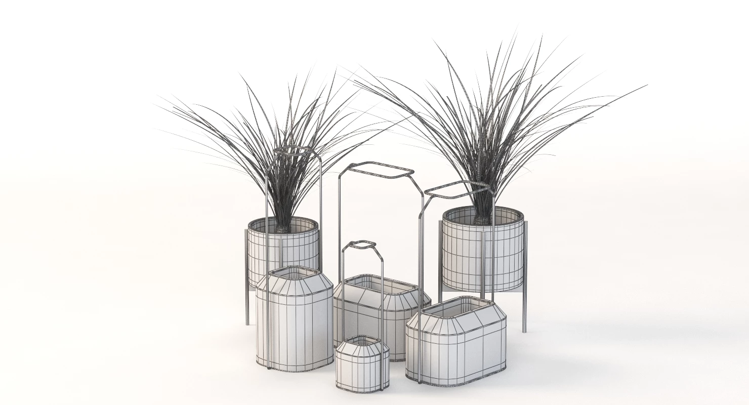Scadpad Mini Planters Group for Table Top Centerpiece Decoration 3D Model_011