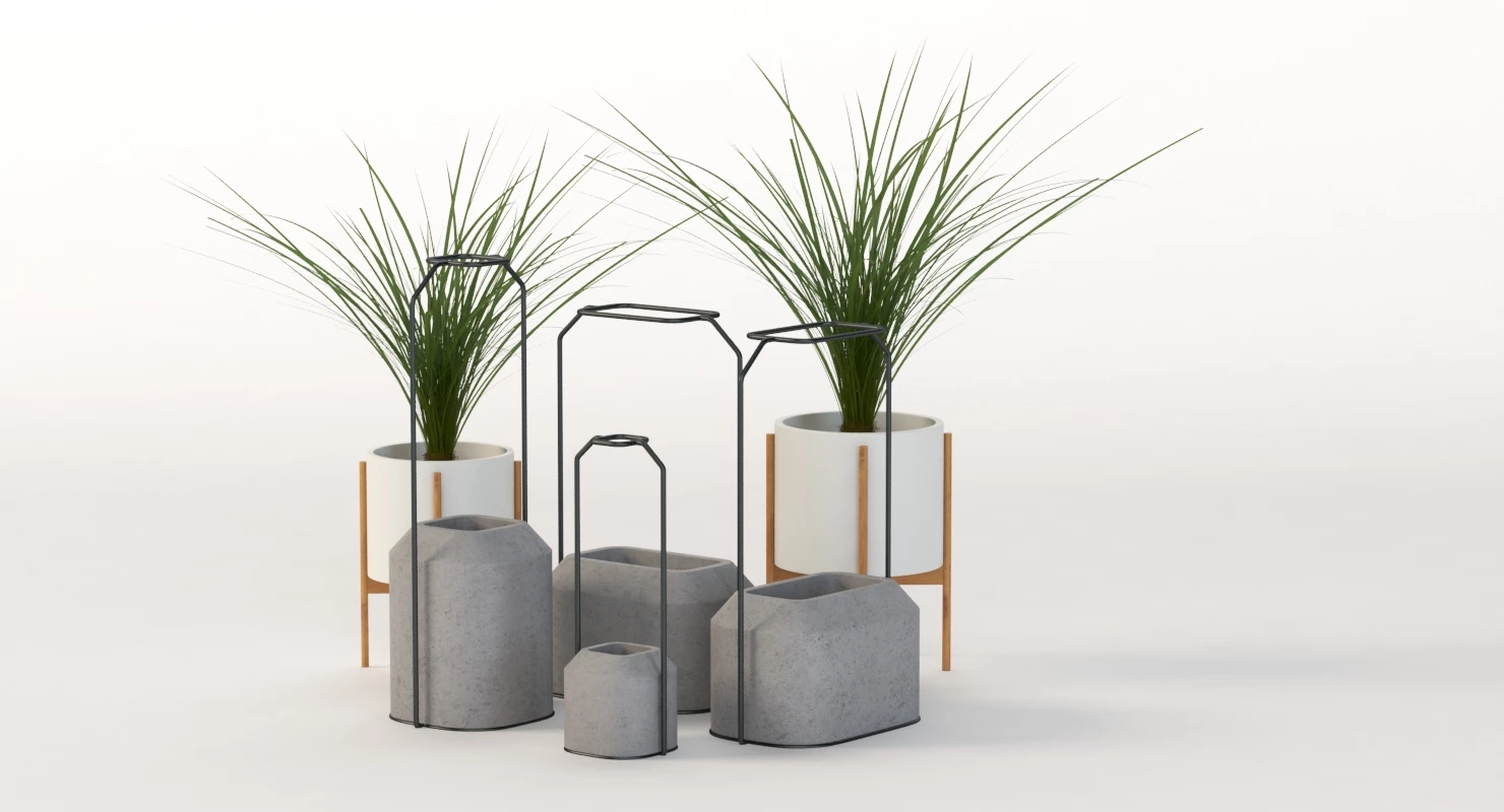 Scadpad Mini Planters Group for Table Top Centerpiece Decoration 3D Model_04