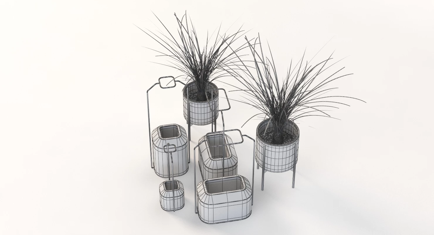 Scadpad Mini Planters Group for Table Top Centerpiece Decoration 3D Model_012