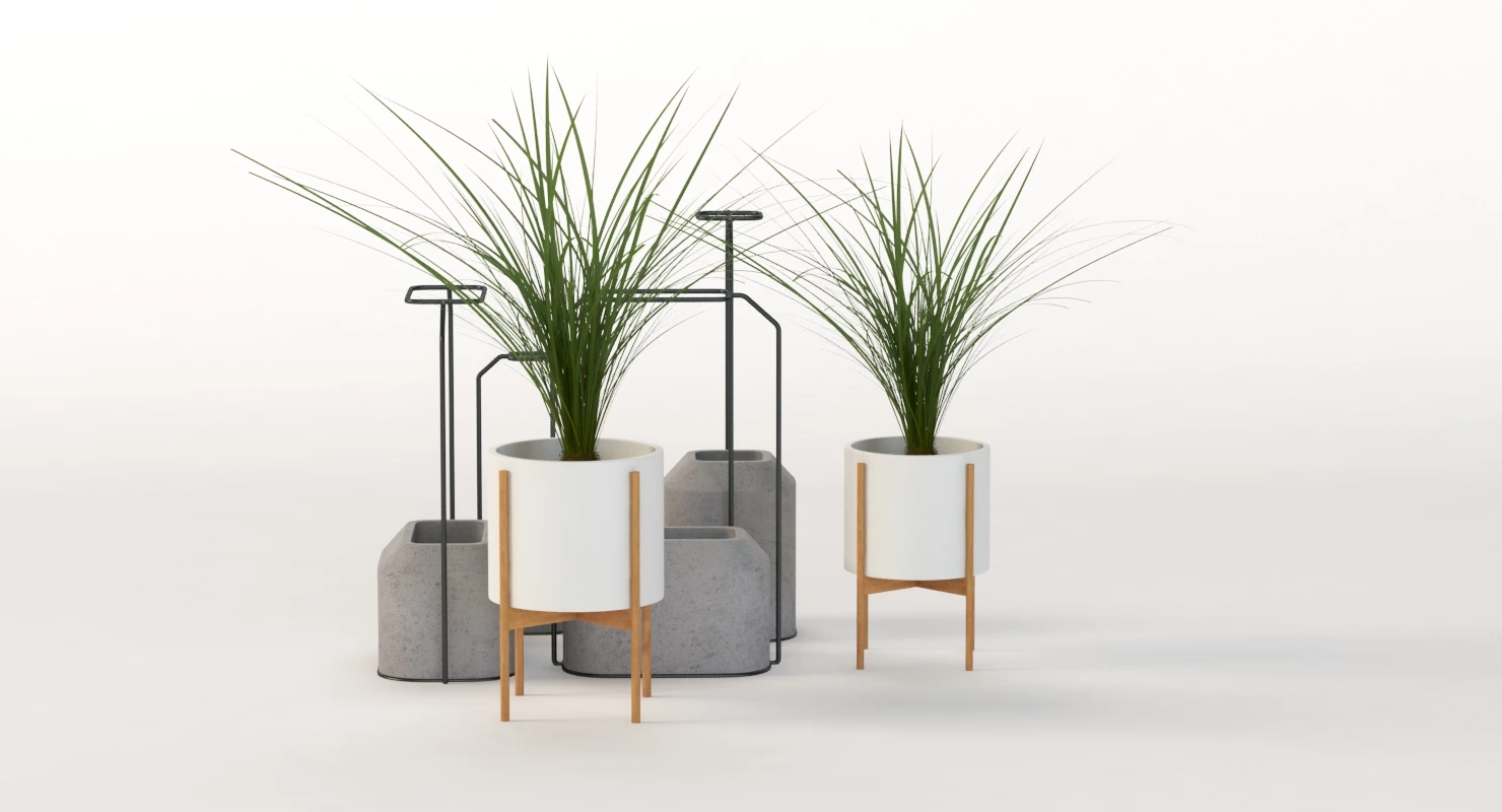 Scadpad Mini Planters Group for Table Top Centerpiece Decoration 3D Model_08