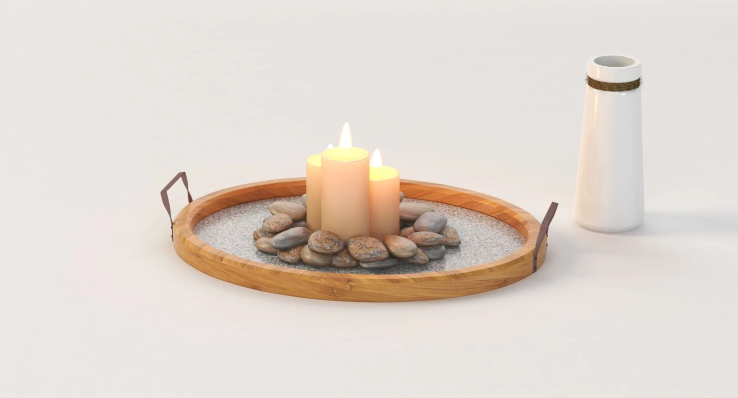 Stonebriar Oval Rustic Wood Tray Centerpiece for Table Top Decoration 3D Model_09