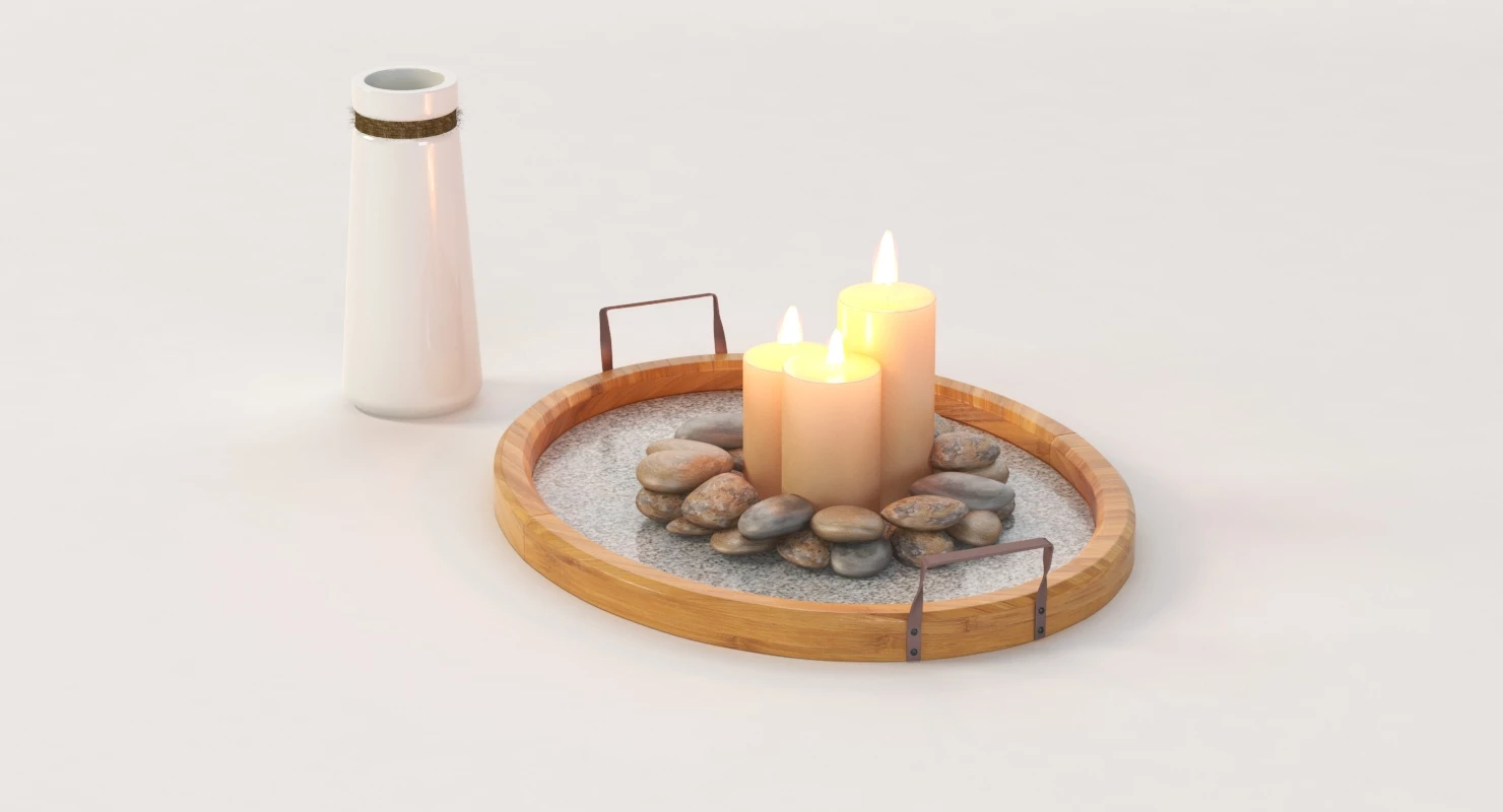 Stonebriar Oval Rustic Wood Tray Centerpiece for Table Top Decoration 3D Model_011