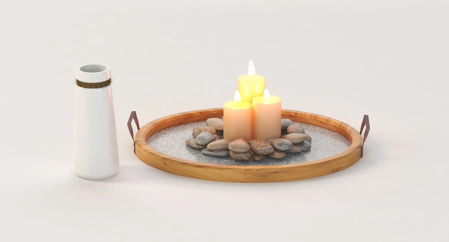 Stonebriar Oval Rustic Wood Tray Centerpiece for Table Top Decoration 3D Model_06