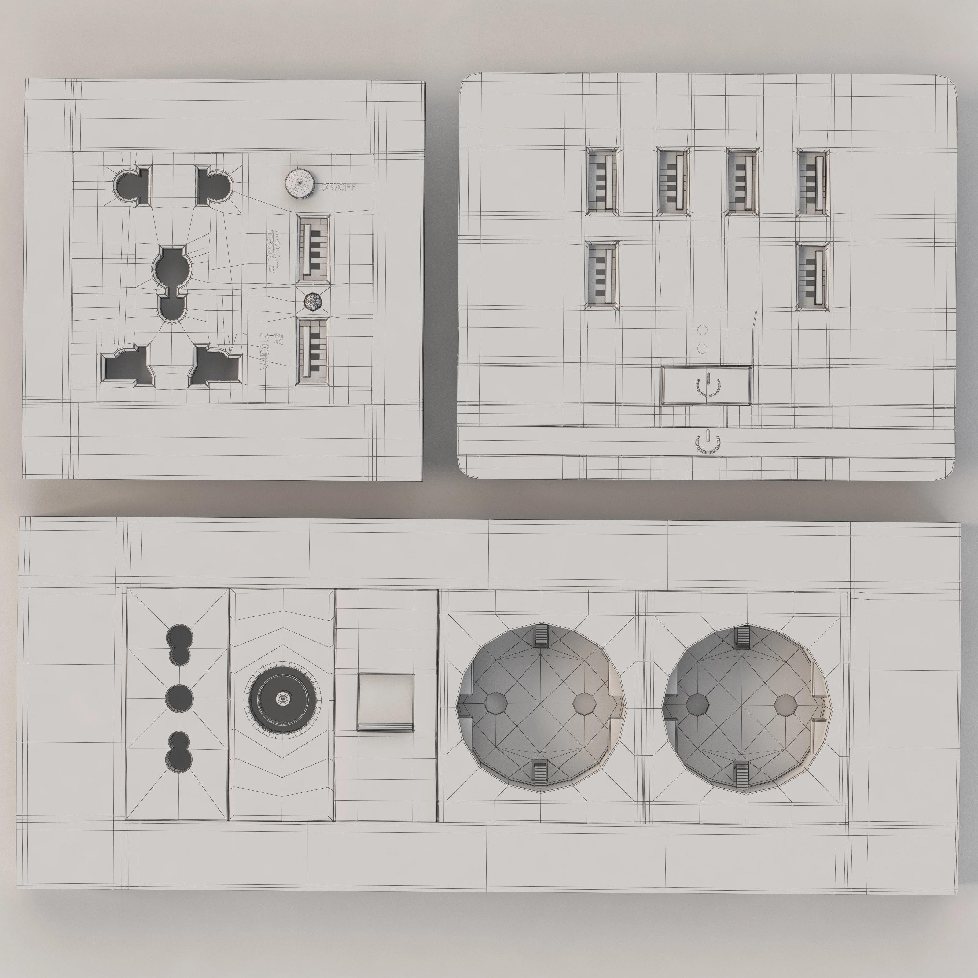 Swarn Usb Wall Socket And Charger Power Outlet Set 3D Model_06